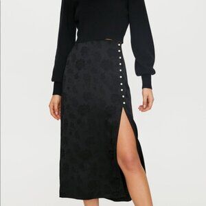 Aritzia Wilfred Baroque Skirt Floral Jacquard Satin Midi XS